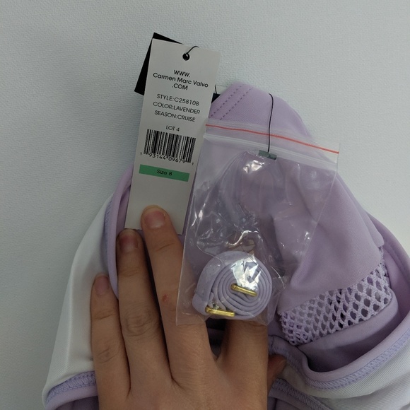 [Carmen Marc Valvo] Mesh Cutouts One Shoulder Swim - Picture 6 of 6